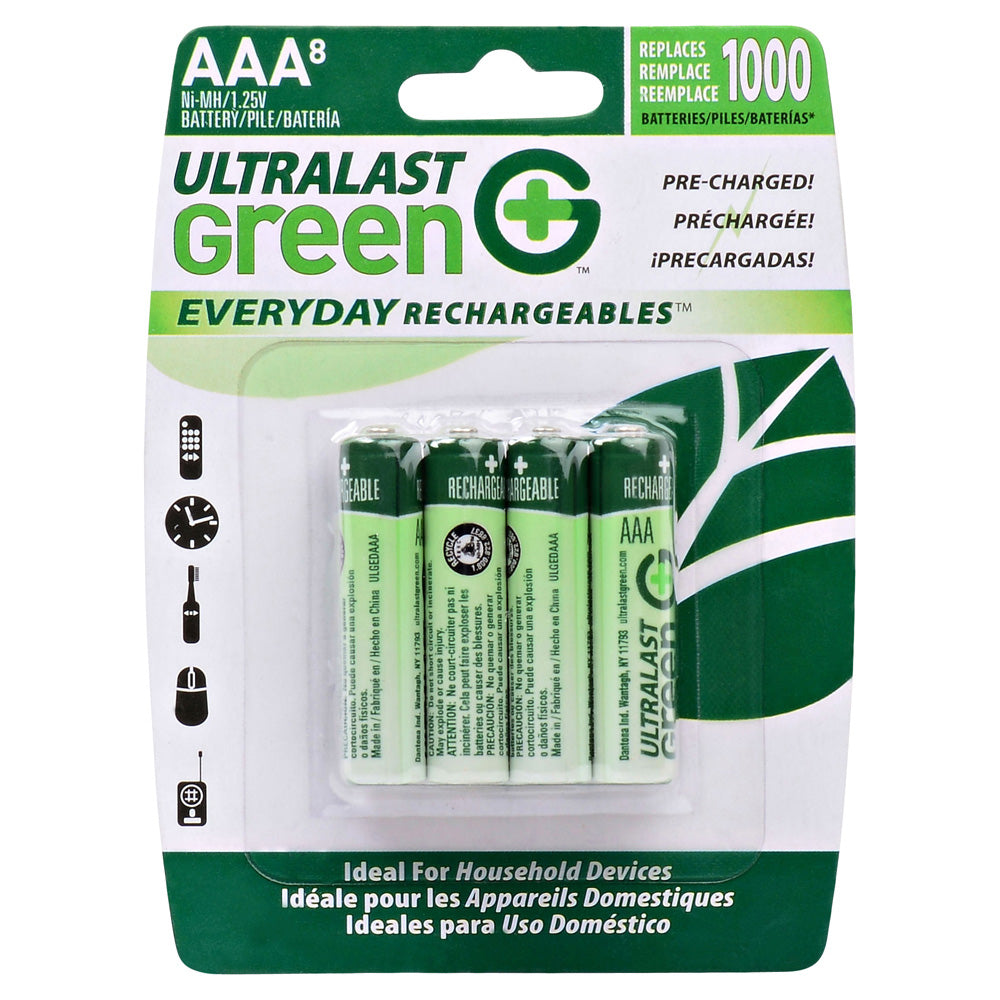 Ultralast 8 Pack AAA NiMh Everyday Rechargeable Batteries